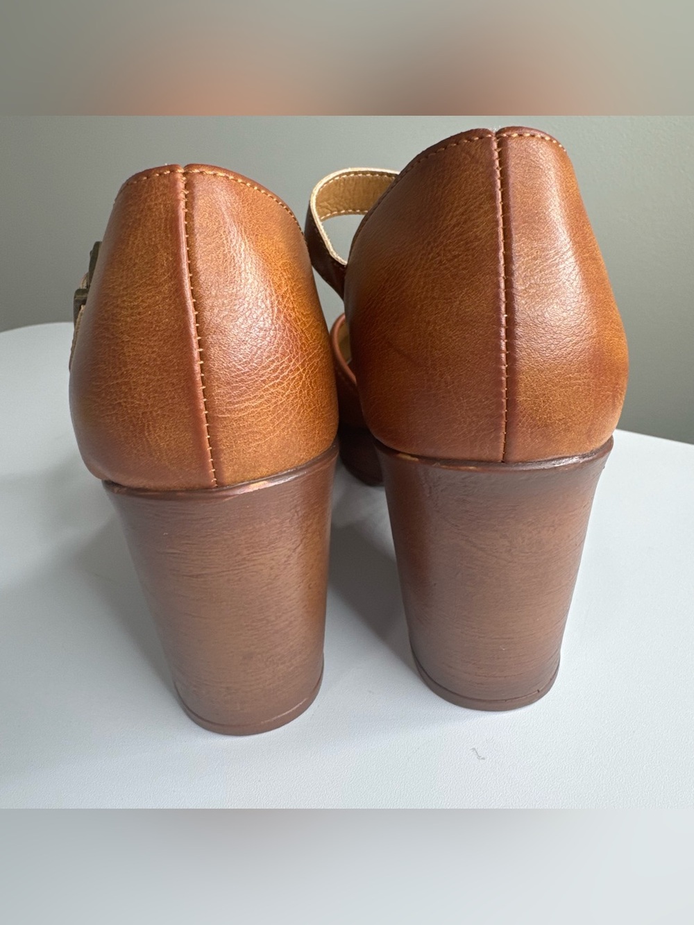 Born Brown Leather Mary Jane Wedge with Buckle - Picture 11 of 11